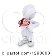 Poster, Art Print Of 3d White Man Holding A Red Valentines Day Love Heart