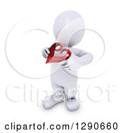 Clipart Of A 3d White Man Holding A Red Valentines Day Love Heart Royalty Free Illustration