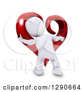 Poster, Art Print Of 3d White Man Hugging A Giant Red Valentines Day Love Heart