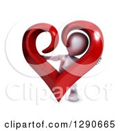 3d White Man Holding A Giant Red Valentines Day Love Heart