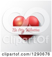 Poster, Art Print Of Red Heart Inserted Into A Slot With Be My Valentine Text Over A White Shaded Background