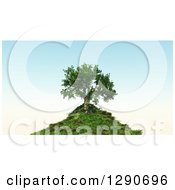 Clipart Of A 3d Lone Tree On Top Of A Gassy Hill Over Blue Sky Royalty Free Illustration