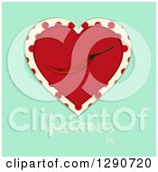 Poster, Art Print Of Red Love Heart With A Red Hot Chili Pepper Over Polka Dots And Turquoise With Happy Valentines Day Text
