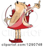 Clipart Of A Hairy Angry Cupid Holding Up His Middle Finger Royalty Free Vector Illustration