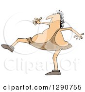Clipart Of A Walking Caveman Taking High Steps Royalty Free Vector Illustration