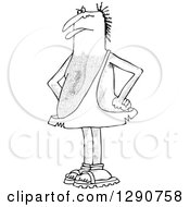 Clipart Of A Black And White Hairy Mad Caveman Sticking His Tongue Out Royalty Free Vector Illustration