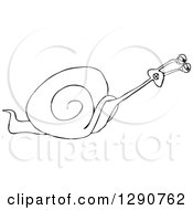 Clipart Of A Slow Black And White Snail Struggling To Move Faster Royalty Free Vector Illustration by djart