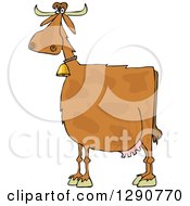 Poster, Art Print Of Spotted Brown Cow Wearing A Bell