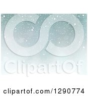 Clipart Of A Background Of Snow And Flares On Blue Royalty Free Vector Illustration