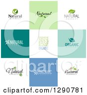Poster, Art Print Of Flat Design Natural And Organic Business Logo Icons With Text On Colorful Tiles 2