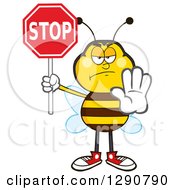 Poster, Art Print Of Stern Honey Bee Gesturing And Holding A Stop Sign