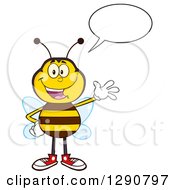 Poster, Art Print Of Happy Talking Honey Bee Waving