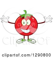 Clipart Of A Happy Tomato Character Welcoming Royalty Free Vector Illustration