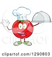 Poster, Art Print Of Happy Tomato Chef Character Holding A Cloche And Gesturing Ok