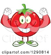 Poster, Art Print Of Happy Strong Tomato Character Flexing His Muscles