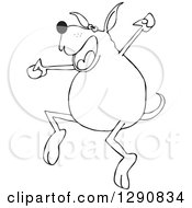 Clipart Of A Happy Black And White Dog Jumping For Joy Royalty Free Vector Illustration