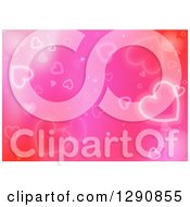 Poster, Art Print Of Background Of Glowing Hearts On Gradient Pink And Red