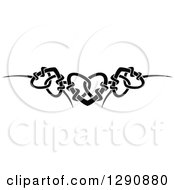 Clipart Of A Black And White Tribal Heart Border Design 3 Royalty Free Vector Illustration