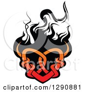 Clipart Of A Gradient Red Tribal Heart Over Black Flames Royalty Free Vector Illustration