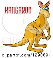 Clipart Of A Cartoon Blue Eyed Kangaroo With Text Royalty Free Vector Illustration