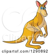 Clipart Of A Cartoon Blue Eyed Kangaroo Royalty Free Vector Illustration