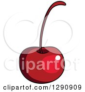 Clipart Of A Shiny Red Cherry Royalty Free Vector Illustration