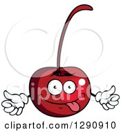 Clipart Of A Goofy Cherry Character Royalty Free Vector Illustration