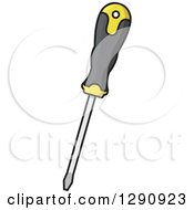 Clipart Of A Black And Yellow Screwdriver Royalty Free Vector Illustration