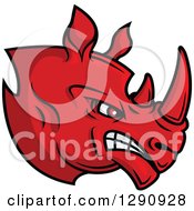 Poster, Art Print Of Aggressive Angry Red Rhino Head Facing Right