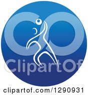 Clipart Of A White Athlete Playing Dodgeball In A Round Blue Icon Royalty Free Vector Illustration