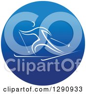Clipart Of A White Athlete Skiing In A Round Blue Icon Royalty Free Vector Illustration by Vector Tradition SM