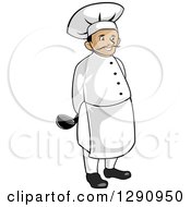 Clipart Of A Happy Male Chef Holding A Ladel Behind His Back Royalty Free Vector Illustration