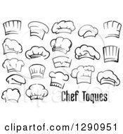 Clipart Of Black And White Chefs Toque Hats And Text Royalty Free Vector Illustration