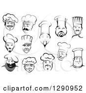 Poster, Art Print Of Black And White Male Chef Faces 2