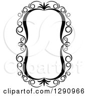 Clipart Of A Black And White Ornate Oval Swirl Frame 8 Royalty Free Vector Illustration