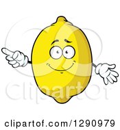 Clipart Of A Happy Pointing Lemon Character Royalty Free Vector Illustration