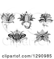 Poster, Art Print Of Black And White Henna Lotus Flowers 2