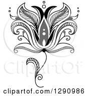 Poster, Art Print Of Black And White Henna Flower 2