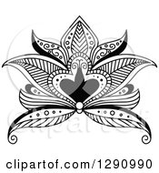 Poster, Art Print Of Black And White Beautiful Henna Lotus Flower 3