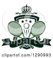 Poster, Art Print Of Crown Over A Shield With Stars A Tennis Ball Rackets And A Blank Banner