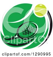 Green White And Black Tennis Ball And Racket Logo