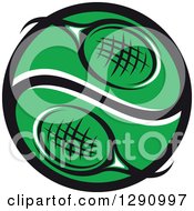 Clipart Of A Green White And Black Tennis Racket Logo Royalty Free Vector Illustration