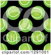 Poster, Art Print Of Seamless Background Pattern Of Green Tennis Balls Over Black