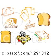 Clipart Of Bread Loaves Slices And Sandwiches Royalty Free Vector Illustration