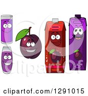 Clipart Of A Plum And Prune Juice Characters 2 Royalty Free Vector Illustration