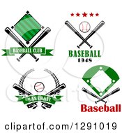 Baseball Diamond Field Ball Bat And Wreath Sports Designs With Text