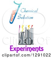 Clipart Of Science Lab Flasks And A Tube With Text Royalty Free Vector Illustration