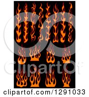Clipart Of Gradient Flames Design Elements On Black Royalty Free Vector Illustration