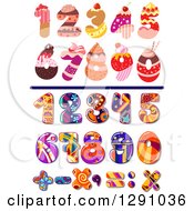 Poster, Art Print Of Colorful Funky Patterned And Bakery Numbers And Math Symbols