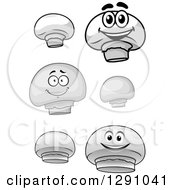 Poster, Art Print Of Grayscale Button Mushrooms And Characters